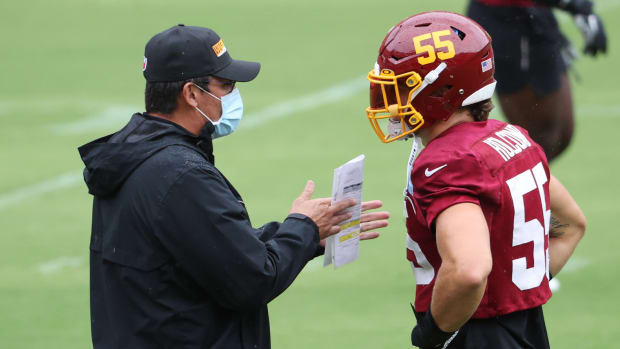 Ron Rivera Cole Holcomb Camp Geoff Burke-USA TODAY Sports